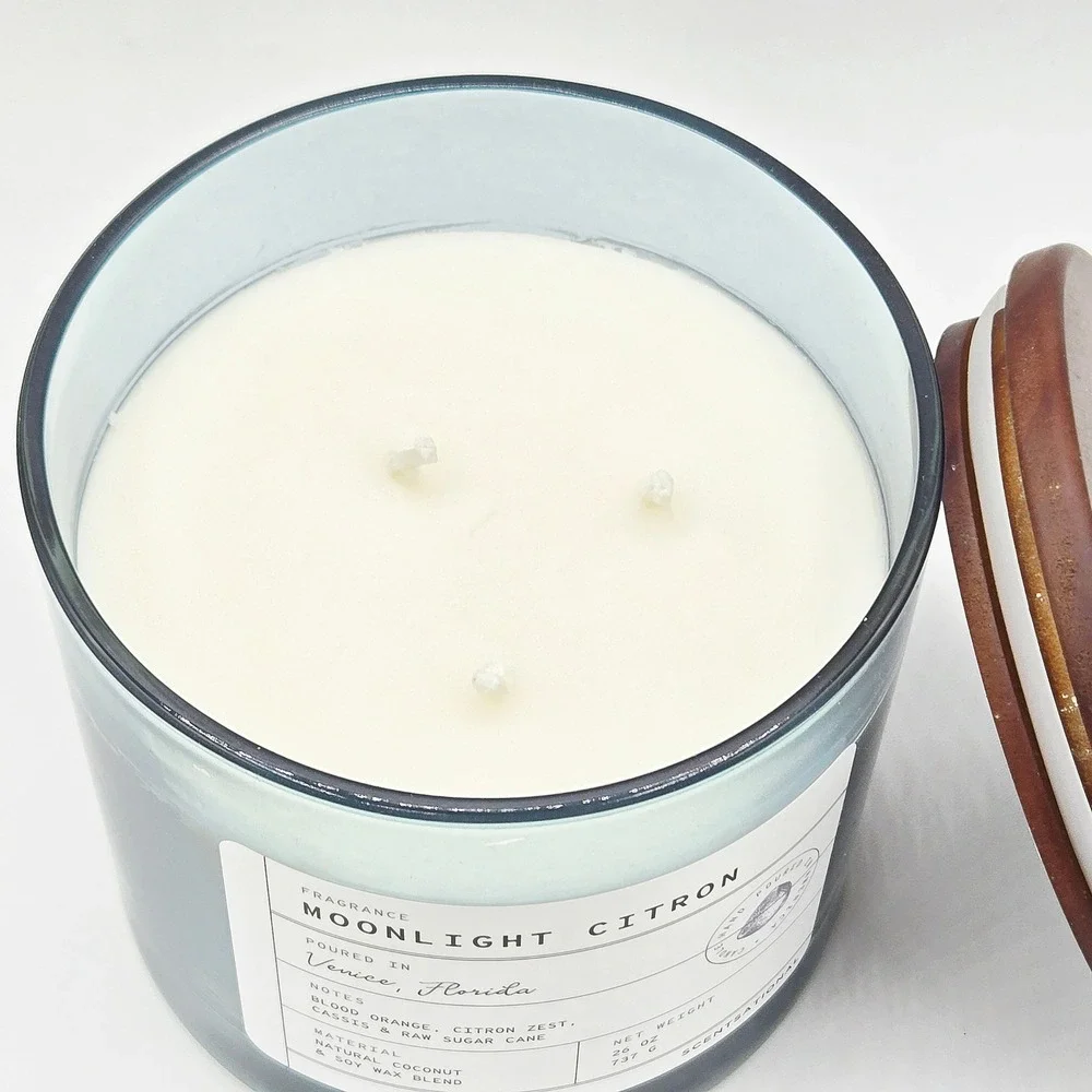 Scentsational Moonlight Citron 26 oz Candle - Wood Lid Citrus Scent NEW